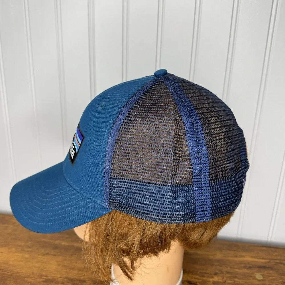 Patagonia Blue Logo Trucker Hat Snapback Navy Mesh Baseball Cap Super Nice